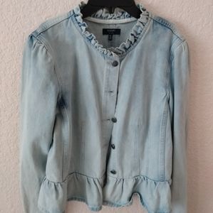 Kaari Blue Jean Ruffled Jacket